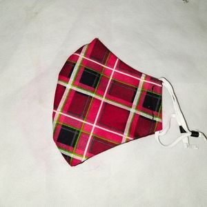 Red Tartan plaid Facemask